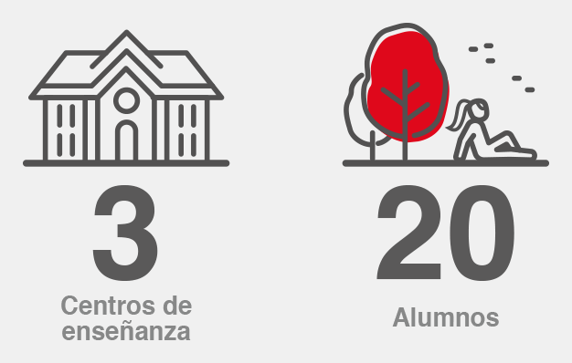 3 centros de enseñanza - 20 alumnos