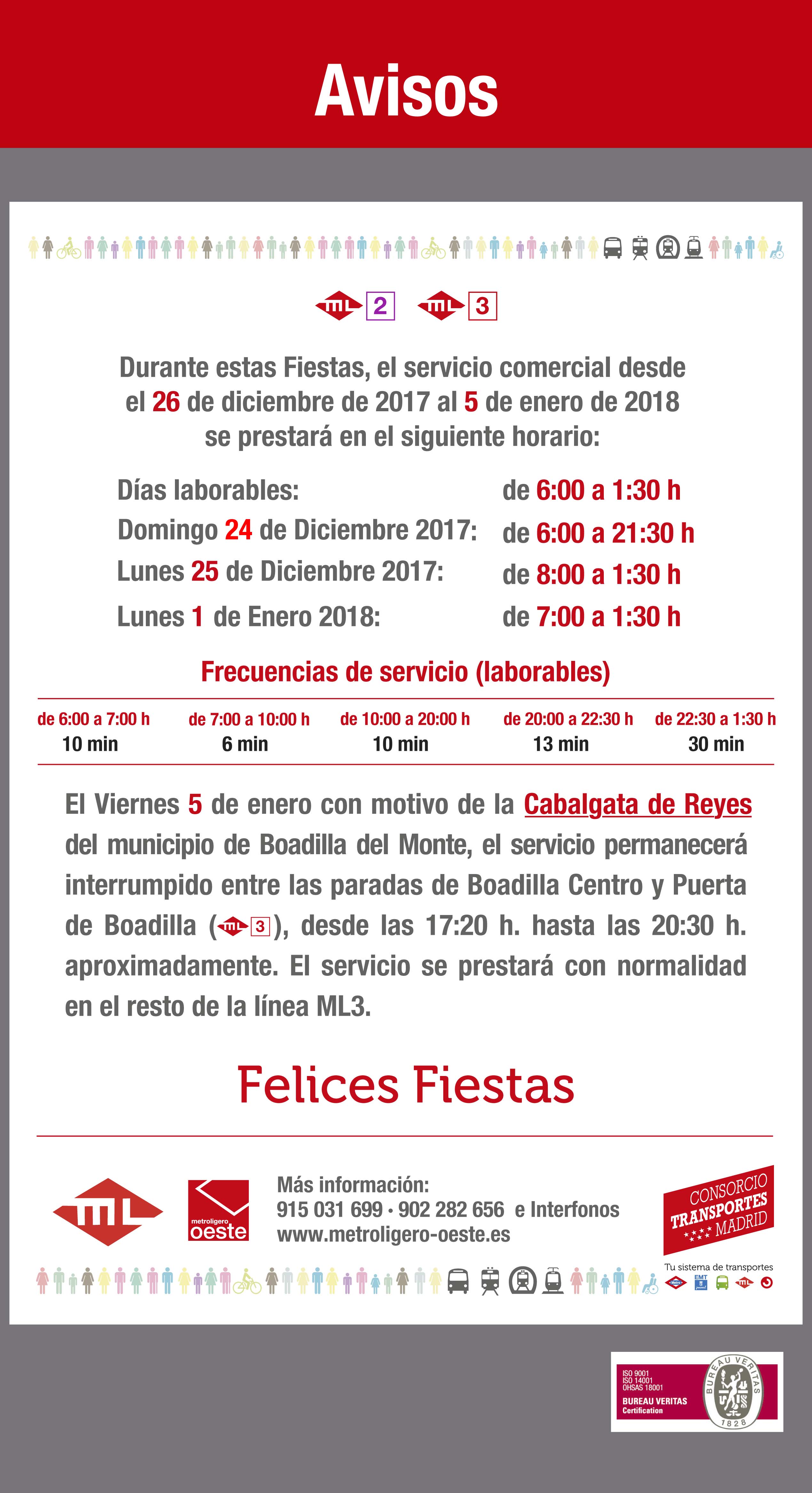 horarios MLO en Navidad